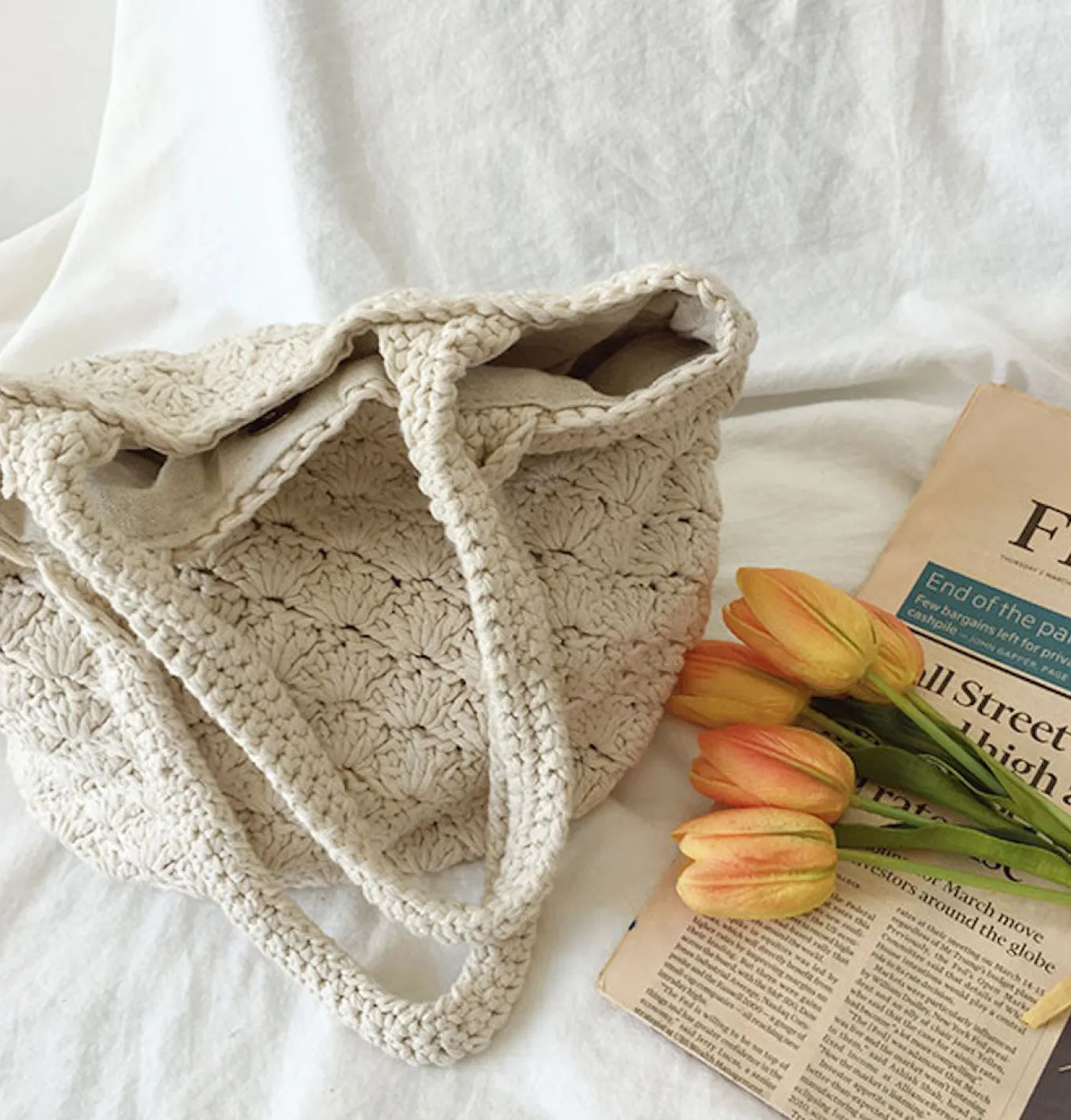 Elena Handbags Patterned Cotton Knitted Shoulder Bag