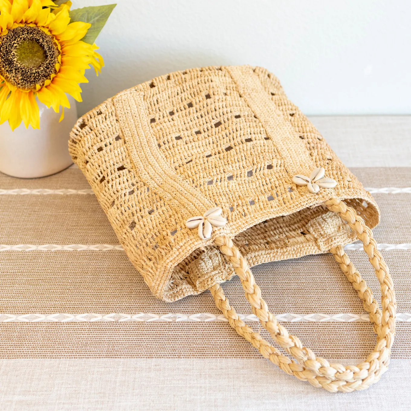 Elena Handbags Raffia Summer Beach Straw Shoulder Bag