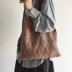 Elena Handbags Retro Argyle Knit Bag