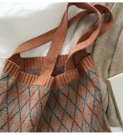 Elena Handbags Retro Argyle Knit Bag
