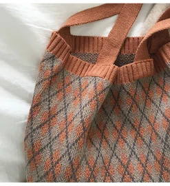 Elena Handbags Retro Argyle Knit Bag