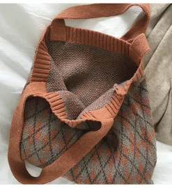 Elena Handbags Retro Argyle Knit Bag