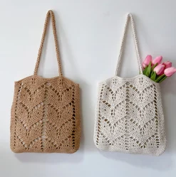 Elena Handbags Retro Artsy Cotton Knitted Bag