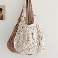 Elena Handbags Retro Artsy Twist Cotton Knitted Bag