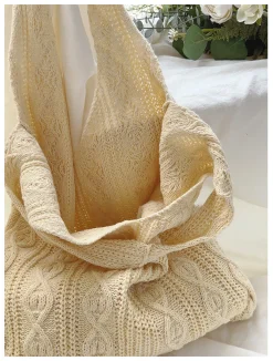 Elena Handbags Retro Artsy Twist Cotton Knitted Shoulder Bag