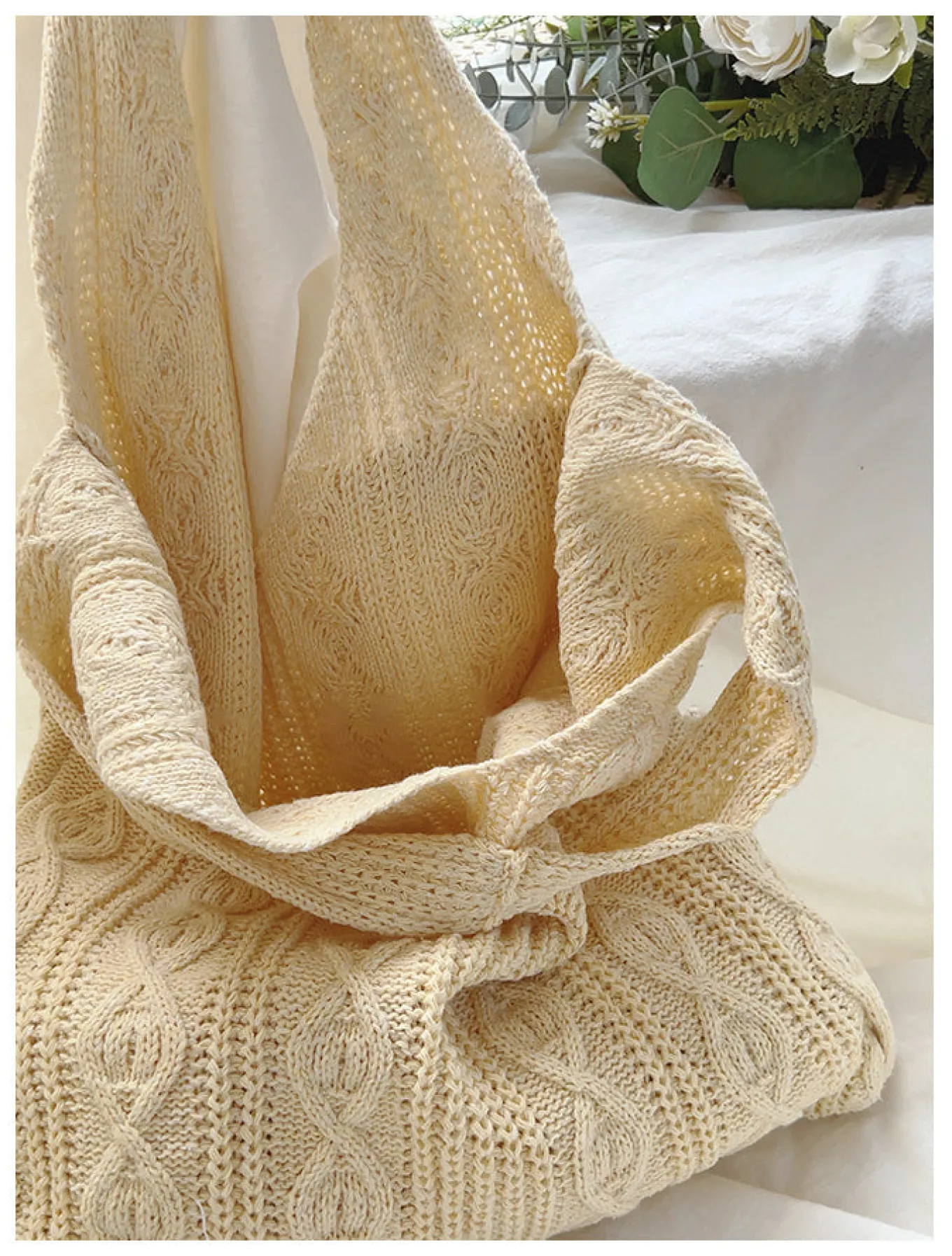 Elena Handbags Retro Artsy Twist Cotton Knitted Shoulder Bag