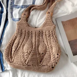Elena Handbags Retro Artsy Twist Cotton Knitted Bag
