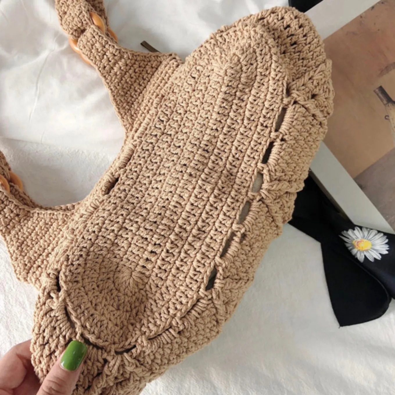 Elena Handbags Retro Artsy Twist Cotton Knitted Bag