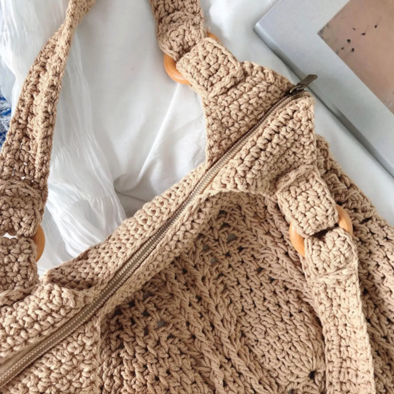 Elena Handbags Retro Artsy Twist Cotton Knitted Bag