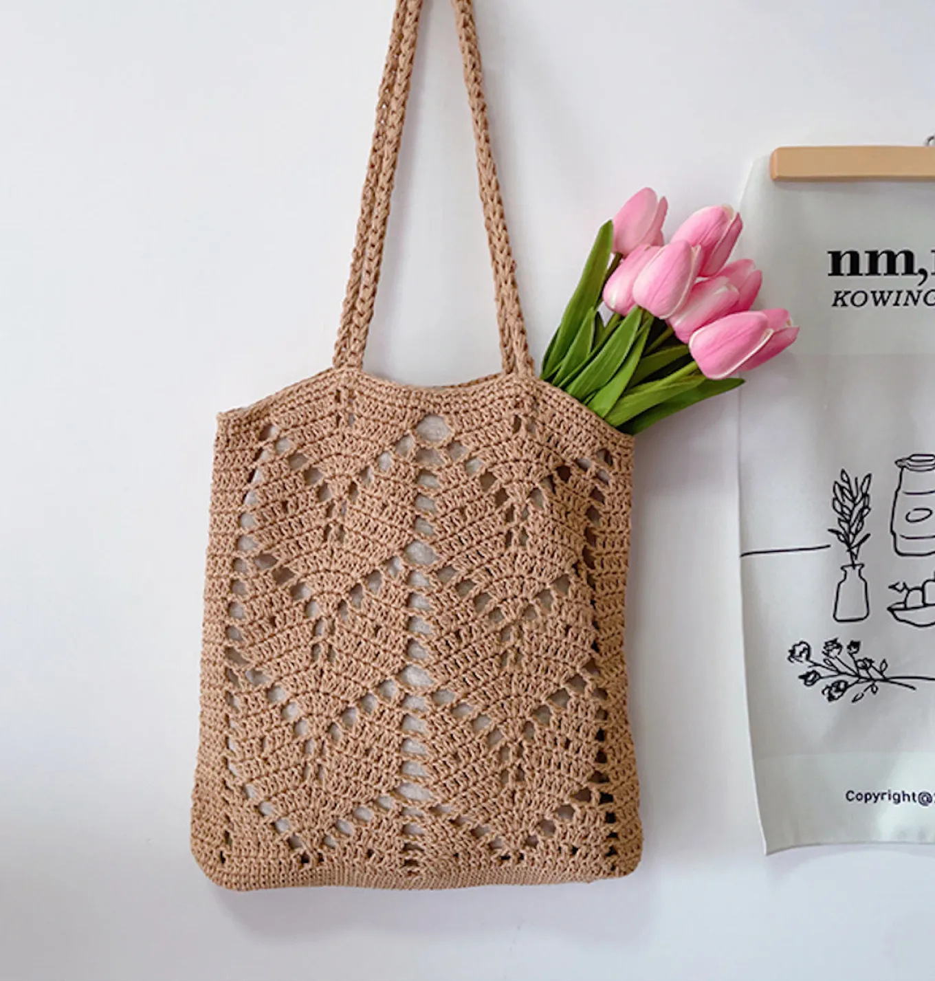 Elena Handbags Retro Artsy Cotton Knitted Bag