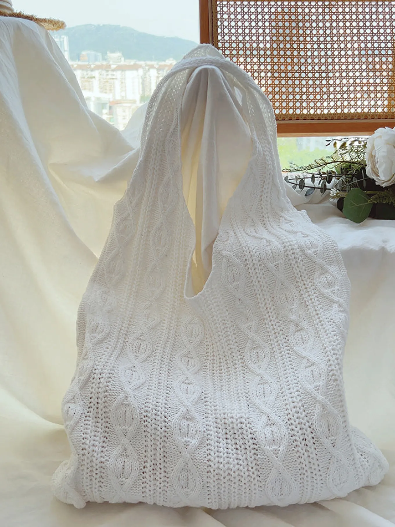 Elena Handbags Retro Artsy Twist Cotton Knitted Shoulder Bag