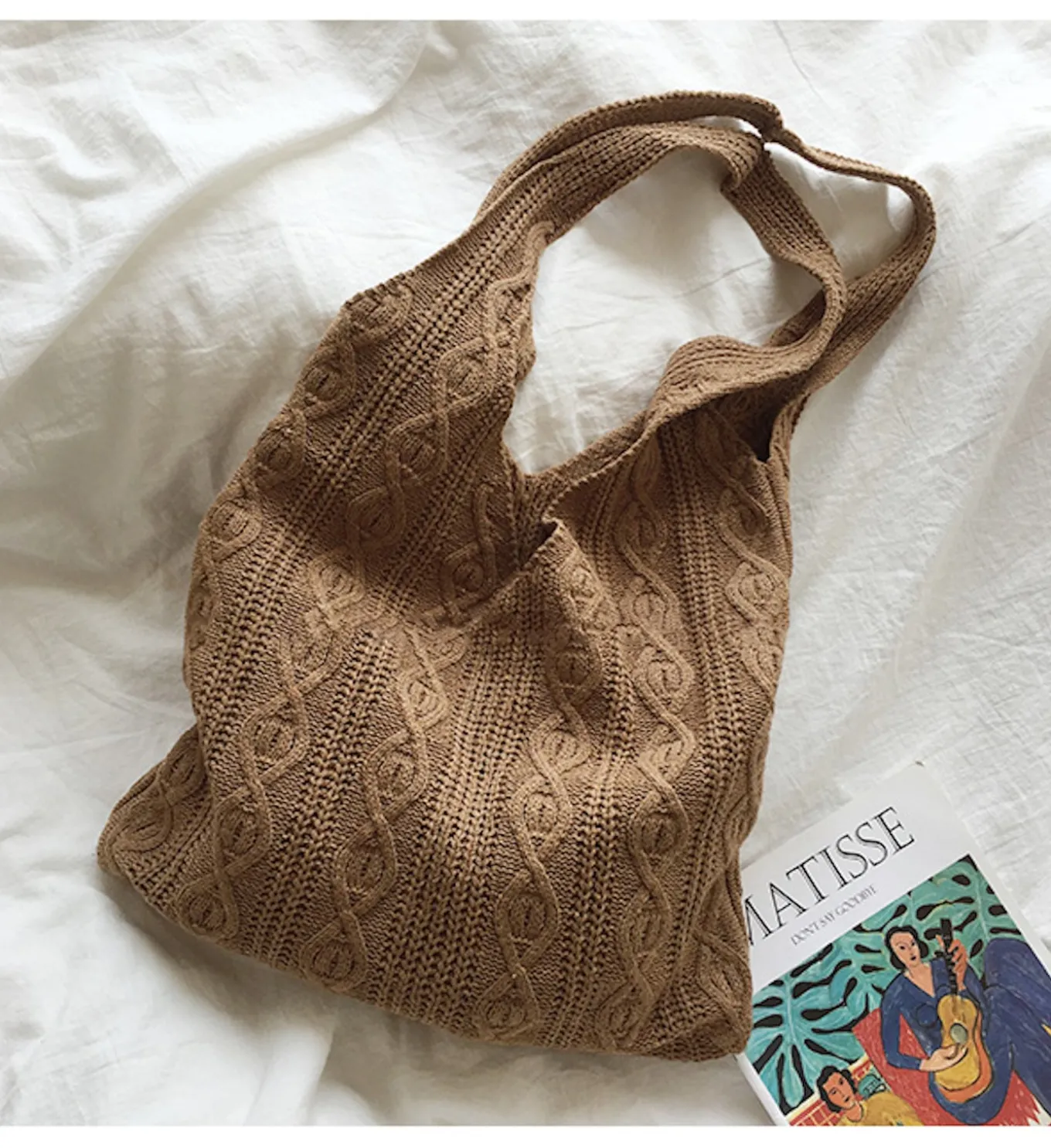 Elena Handbags Retro Artsy Twist Cotton Knitted Shoulder Bag
