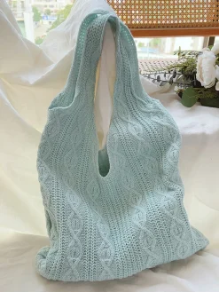Elena Handbags Retro Artsy Twist Cotton Knitted Shoulder Bag