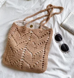 Elena Handbags Retro Artsy Cotton Knitted Bag