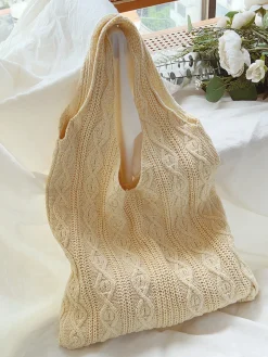 Elena Handbags Retro Artsy Twist Cotton Knitted Shoulder Bag