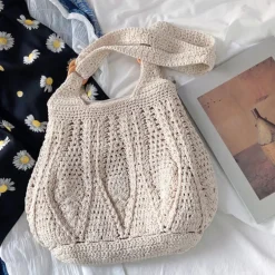 Elena Handbags Retro Artsy Twist Cotton Knitted Bag