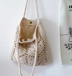 Elena Handbags Retro Artsy Cotton Knitted Bag