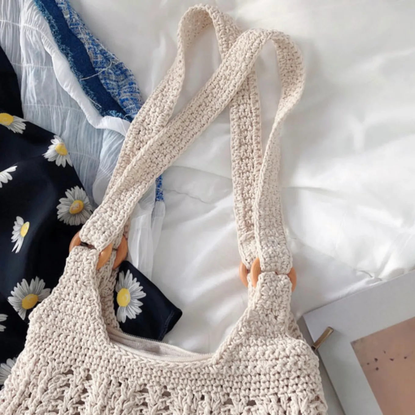 Elena Handbags Retro Artsy Twist Cotton Knitted Bag