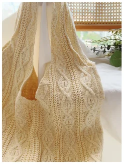 Elena Handbags Retro Artsy Twist Cotton Knitted Shoulder Bag