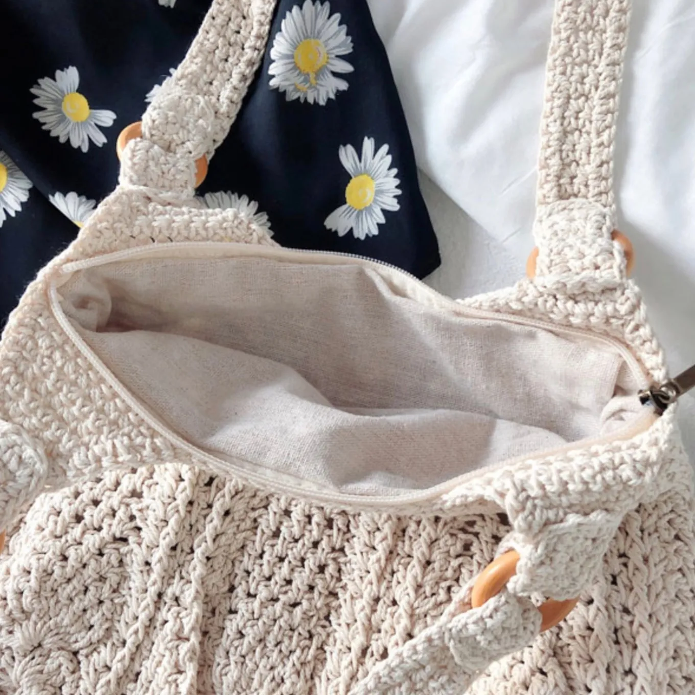 Elena Handbags Retro Artsy Twist Cotton Knitted Bag