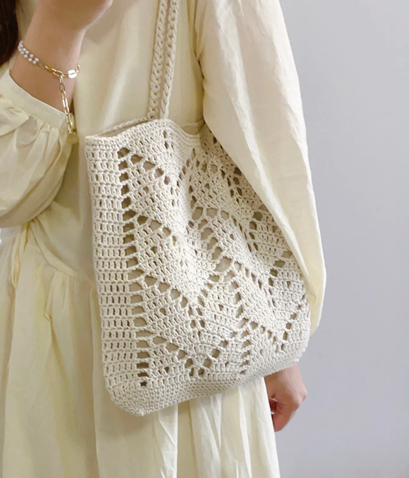 Elena Handbags Retro Artsy Cotton Knitted Bag