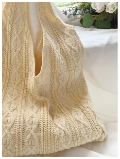 Elena Handbags Retro Artsy Twist Cotton Knitted Shoulder Bag
