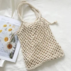 Elena Handbags Retro Cotton Knitted Shoulder Bag