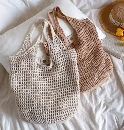 Elena Handbags Retro Cotton Knitted Tote Bag