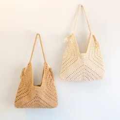 Elena Handbags Retro Cotton Crochet Shoulder Bag