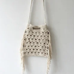 Elena Handbags Retro Cotton Crochet Shoulder Bag