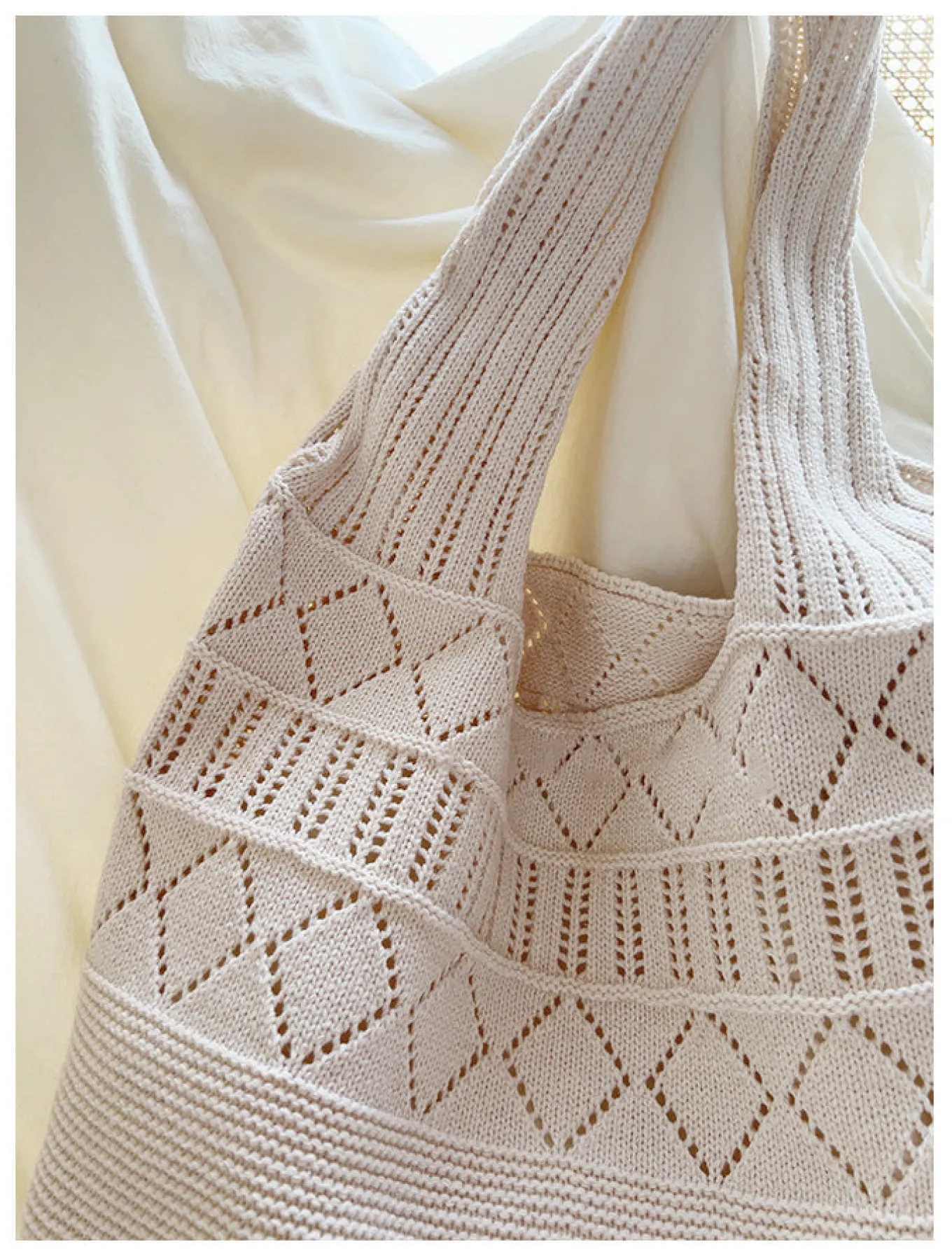 Elena Handbags Retro Cotton Knitted Shoulder Bag