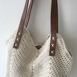 Elena Handbags Retro Cotton Knitted Shoulder Bag