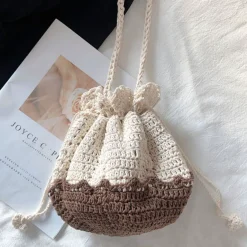 Elena Handbags Retro Cotton Drawstring Shoulder Bag