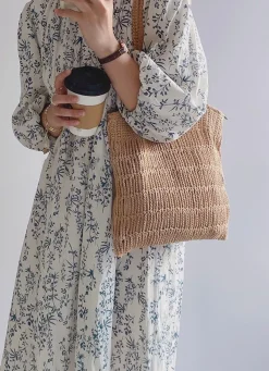 Elena Handbags Retro Cotton Knitted Shoulder Bag Fashion Casual Tote Bag