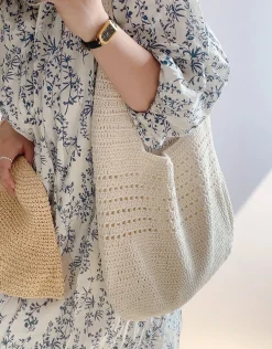 Elena Handbags Retro Cotton Knitted Shoulder Bag
