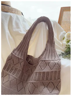 Elena Handbags Retro Cotton Knitted Shoulder Bag