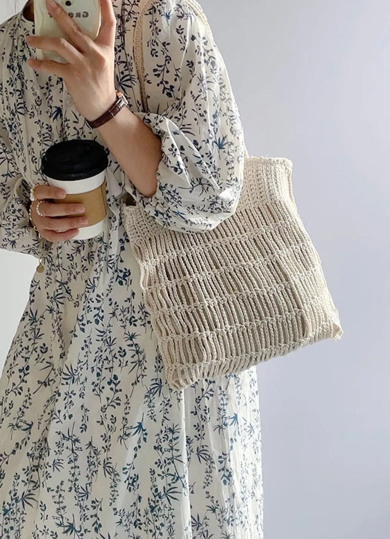 Elena Handbags Retro Cotton Knitted Shoulder Bag Fashion Casual Tote Bag