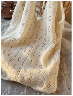 Elena Handbags Retro Cotton Knitted Shoulder Bag