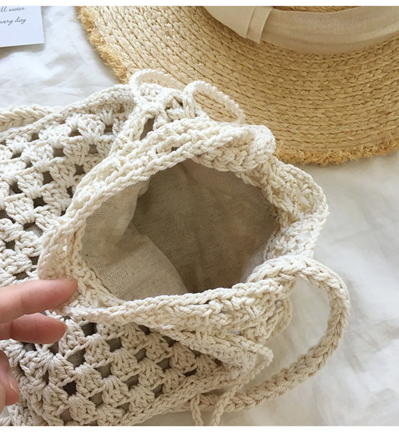 Elena Handbags Retro Cotton Knitted Shoulder Bucket Bag
