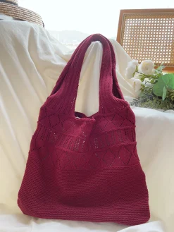 Elena Handbags Retro Cotton Knitted Shoulder Bag