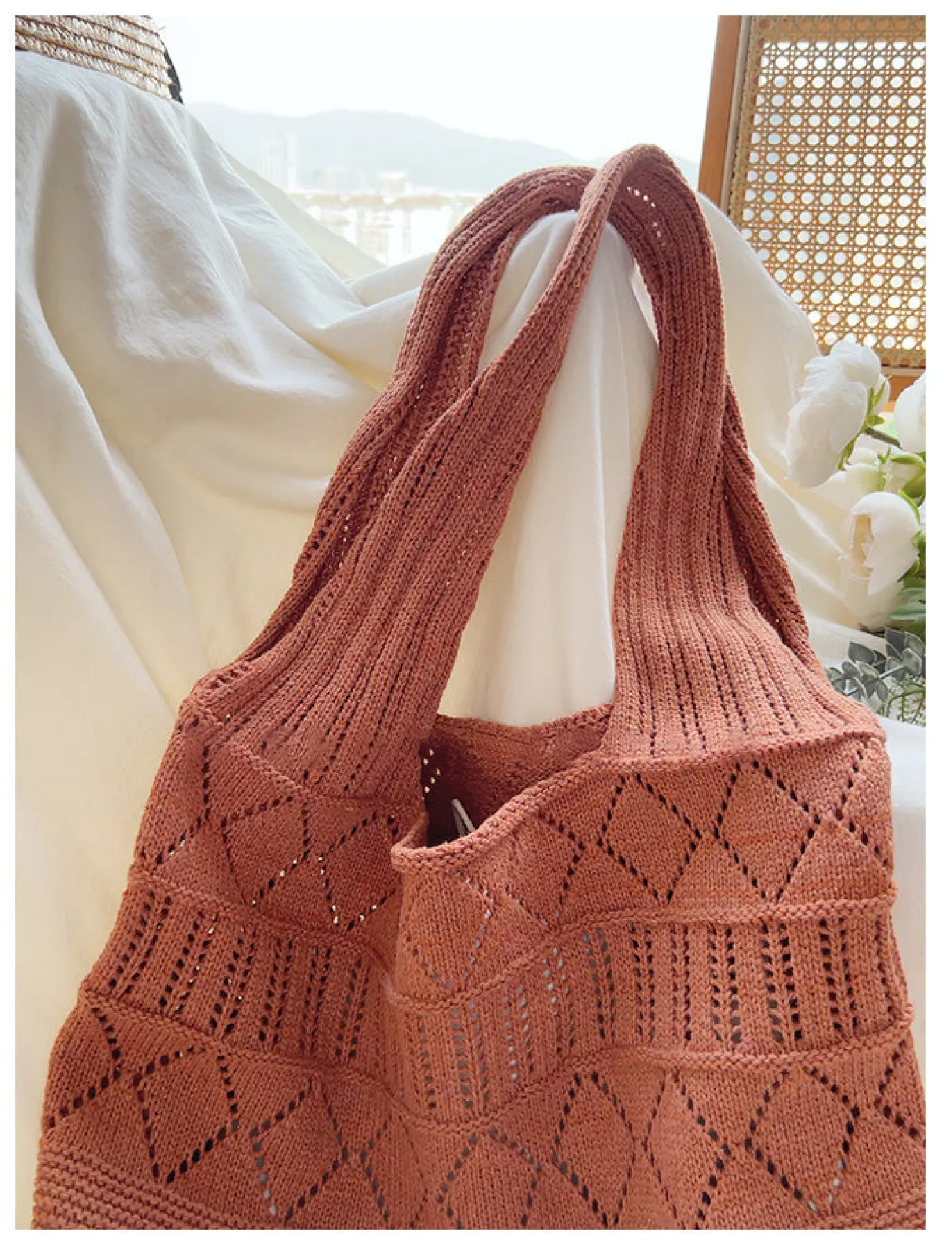 Elena Handbags Retro Cotton Knitted Shoulder Bag