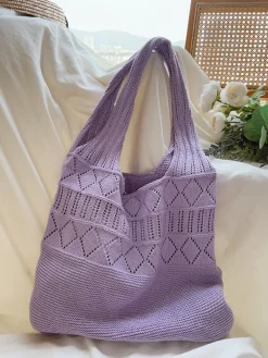 Elena Handbags Retro Cotton Knitted Shoulder Bag