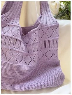 Elena Handbags Retro Cotton Knitted Shoulder Bag