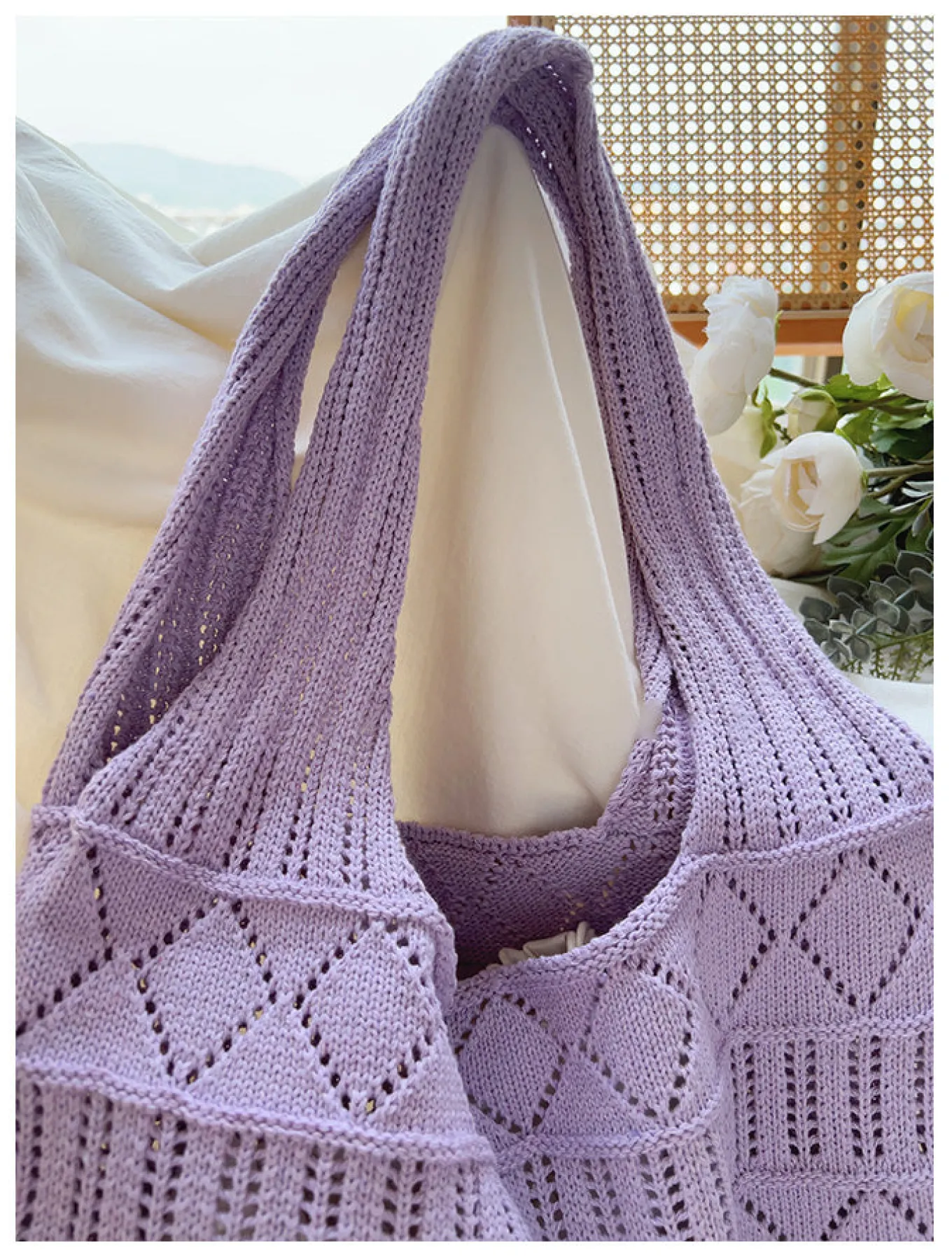 Elena Handbags Retro Cotton Knitted Shoulder Bag