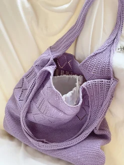 Elena Handbags Retro Cotton Knitted Shoulder Bag