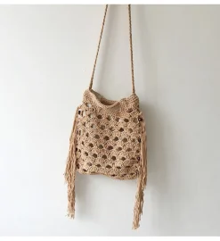 Elena Handbags Retro Cotton Crochet Shoulder Bag