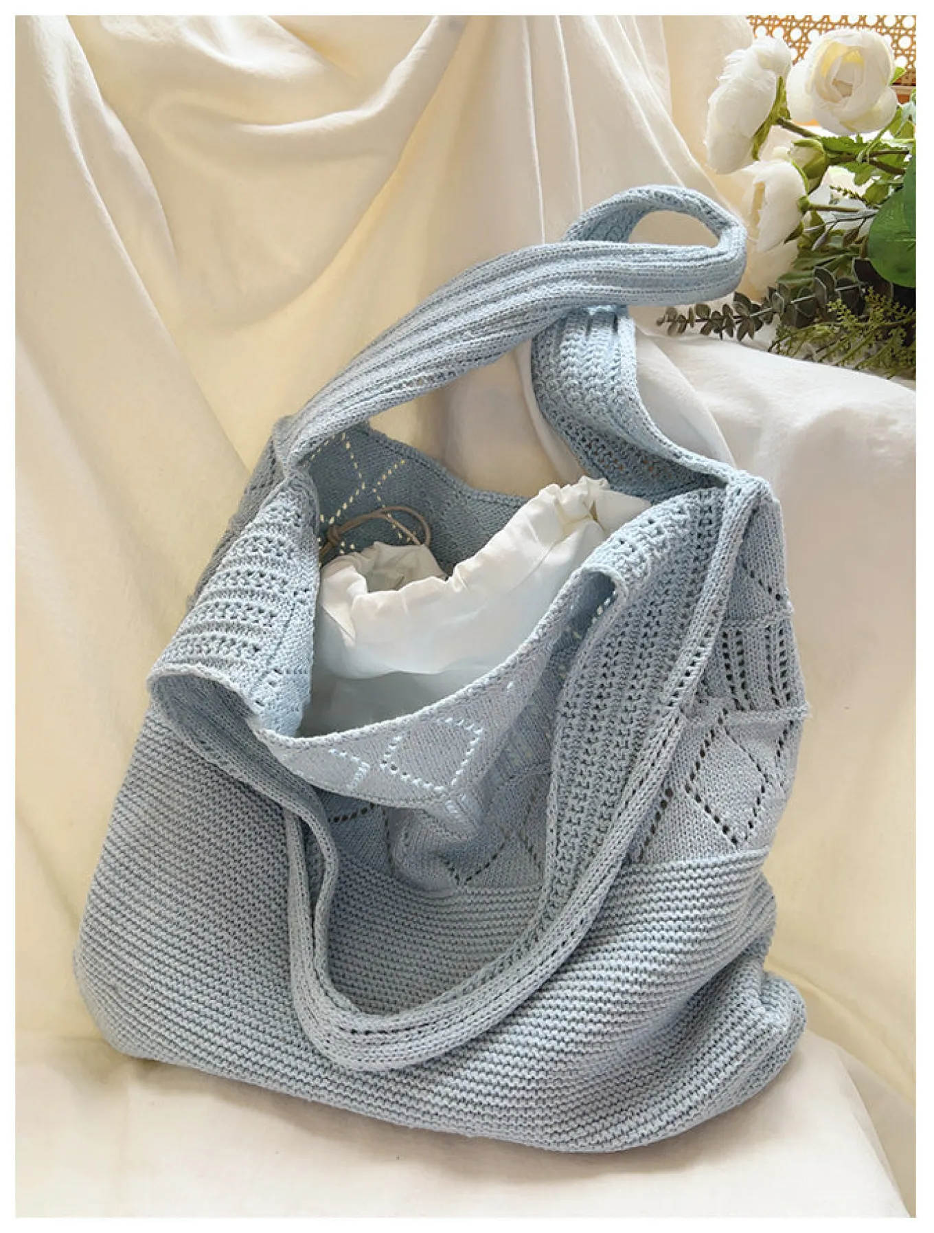Elena Handbags Retro Cotton Knitted Shoulder Bag