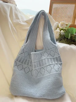 Elena Handbags Retro Cotton Knitted Shoulder Bag