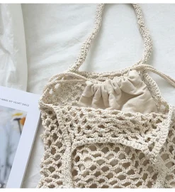 Elena Handbags Retro Cotton Knitted Shoulder Bag