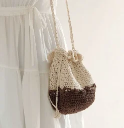 Elena Handbags Retro Cotton Drawstring Shoulder Bag